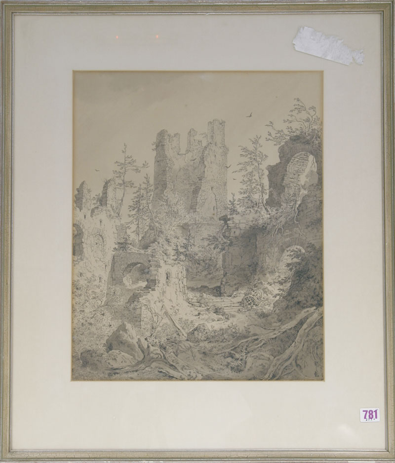 Carl August Lebschee (Alemán 1800-1877). Ruinas alrededor de la Torre de Eisenberg