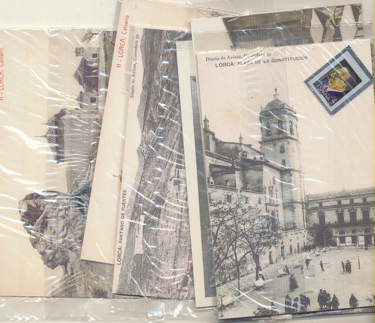 Lorca. Lote de 7 postales con el sello metálico, en su envoltura original. Edición de La Opinión, año 2000
