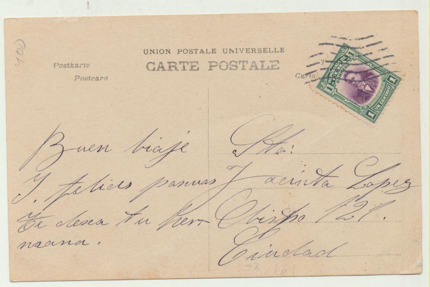 Postal. Franqueada y fechada en La Habana en 1919 con Ivert 166