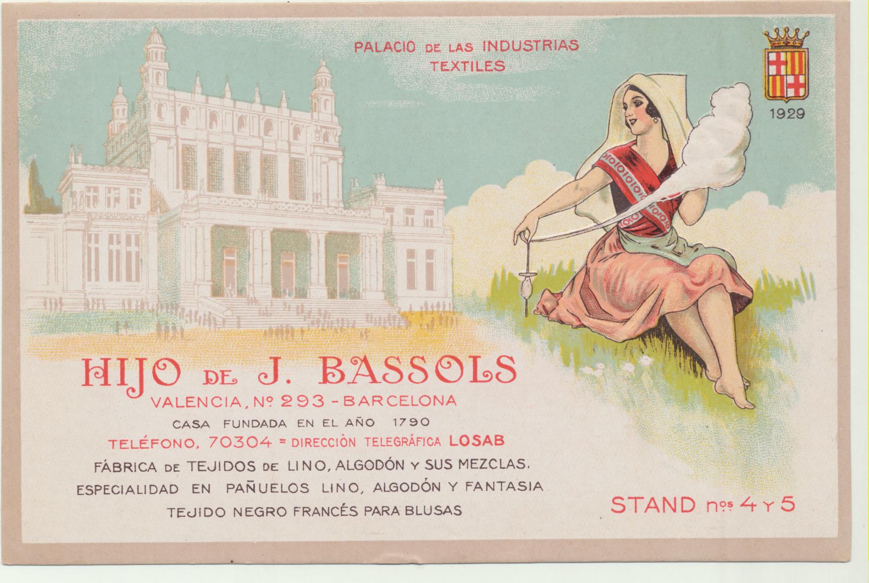 Palacio de las Industrias Textiles. Hijo de J. Bassols. Hilandera en relieve. Barcelona 1929