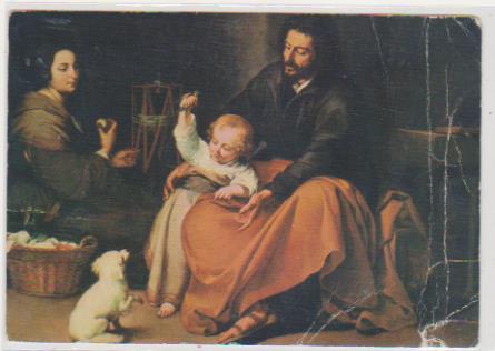 Postal Artística (10,5x15) La Sagrada Familia del Pajarito por Murillo
