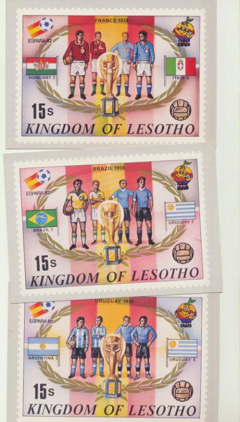 Lesotho. 3 Postales diferentes del Mundial de Futbol España 82