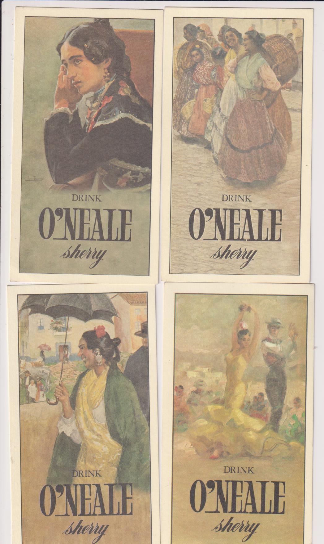 Lote de 4 Tarjetas Postales. Publicidad de Sherry O´Nealy. Editadas por Colección P.C.P. Sevilla