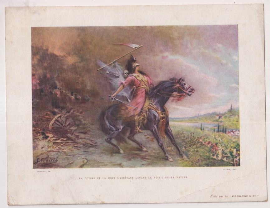 Postal (22x17) La guerre et la mort. Publicidad de Laboratorios Midy.