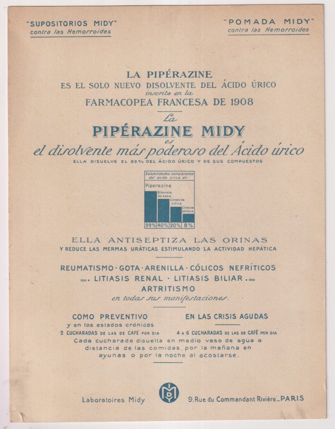 Postal (22x17) La guerre et la mort. Publicidad de Laboratorios Midy. 