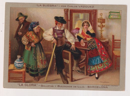 la suegra. Postal publicitaria de la gloria Galletas y bizcochos