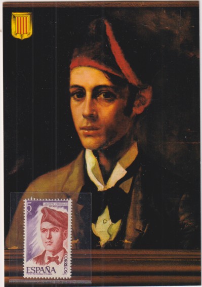 Postal. Mosen Cinto Verdaguer con su sello sin matasellar