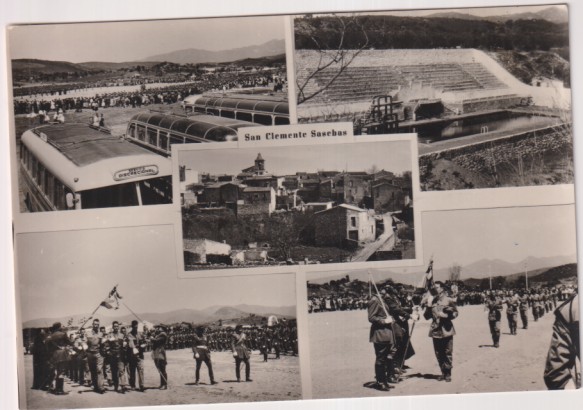 Postal de mili. San Clemente Basebas 13. Piscina del campamento militar. Fechado al dorso: 13-6-1963