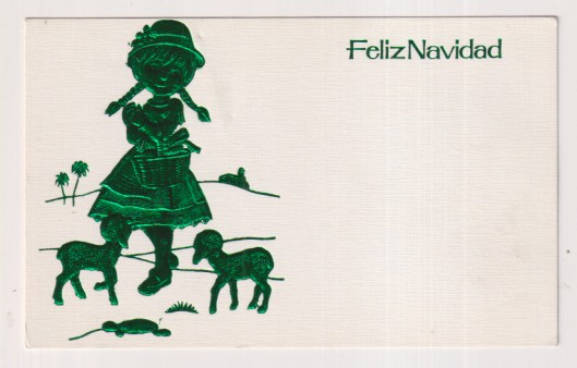 Felicitación de navidad. Tarjeta con brillo y relieve para 1978