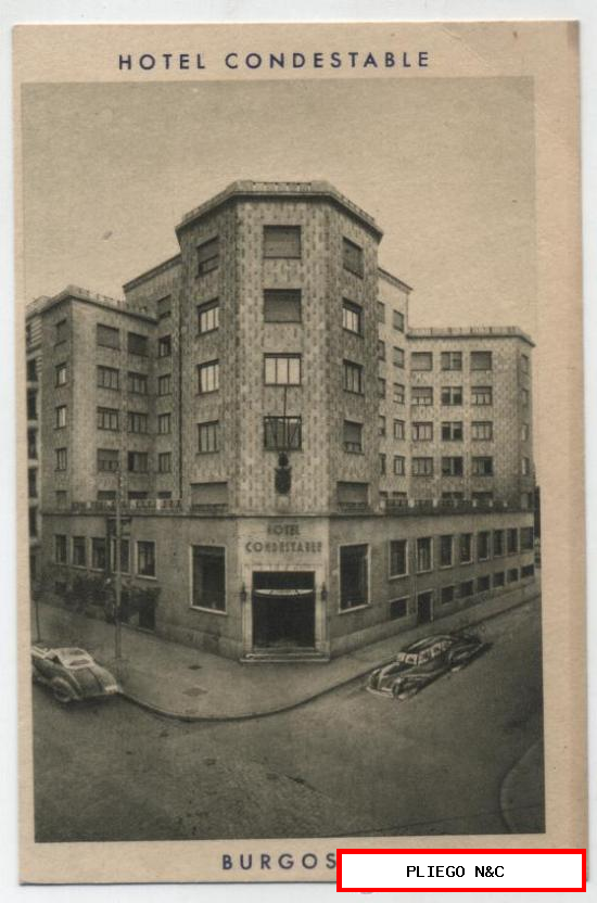 Burgos-Hotel Condestable. Postal Publicitaria
