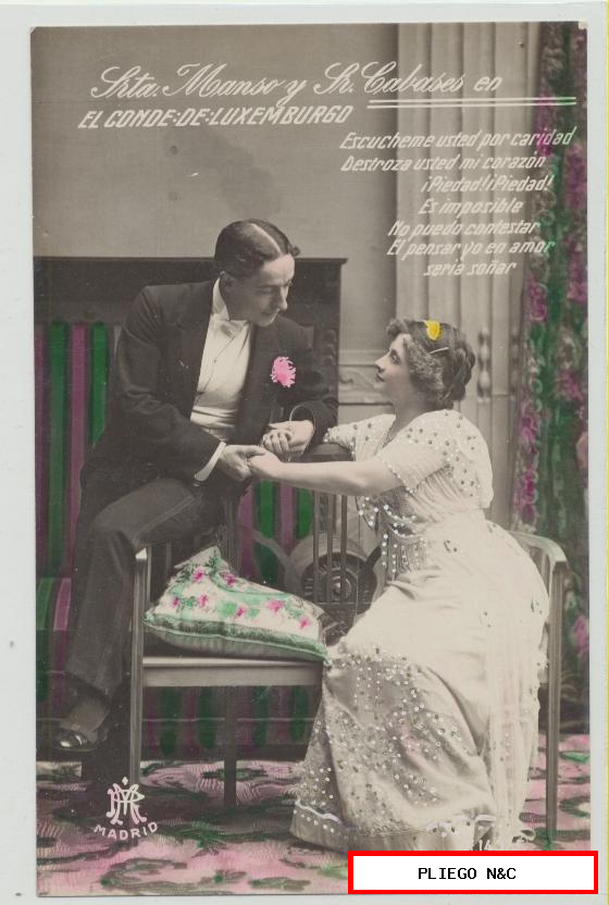 Srta. Mansó y sr. Cabases en el conde de Luxemburgo. Año 1911