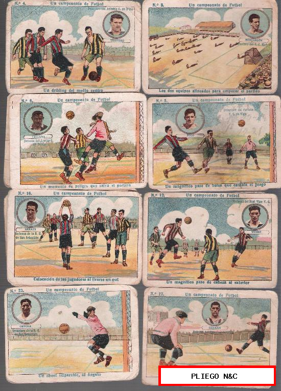Un campeonato de futbol. Publicidad casa Hierro, chocolates Santa Ana y Amatller. 1922