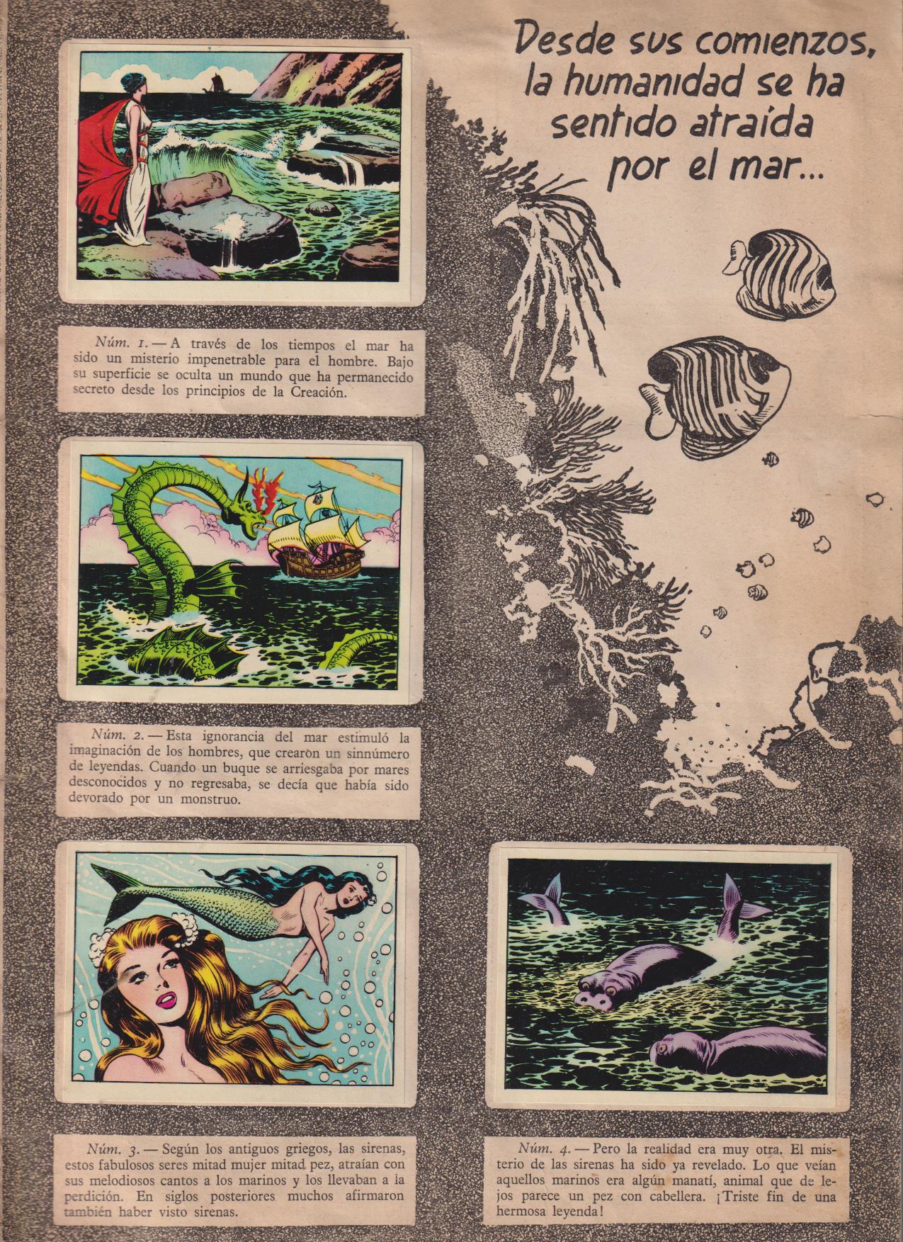 Los Misterios del Mar. Toray 1957. Dibujos de Boixcar. Álbum a falta de 3 cromos de 128