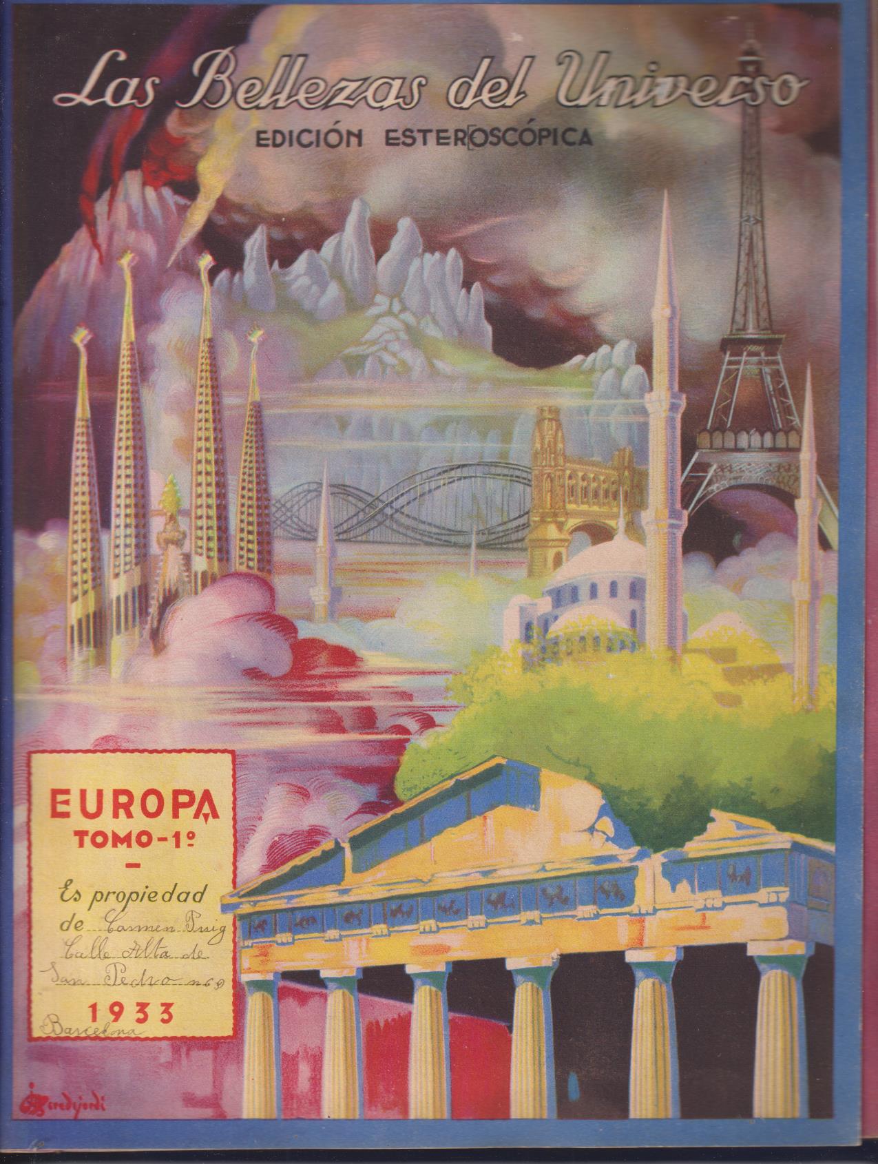 Álbum Foto-Estereoscópico Solsona. Europa Tomo I. 1933. Completo 340 Cromos. MUY RARO ASÍ