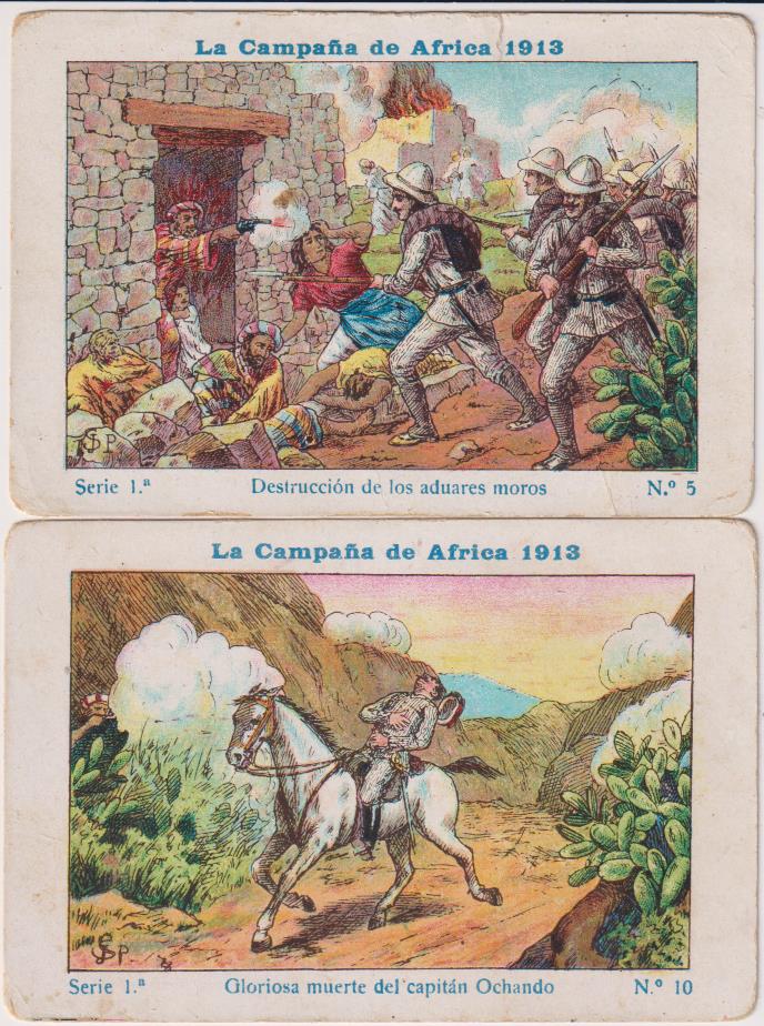 La Campaña de Africa 1913. Chocolate J. Boix. Serie 1ª. 6 cromos: 5 y 10