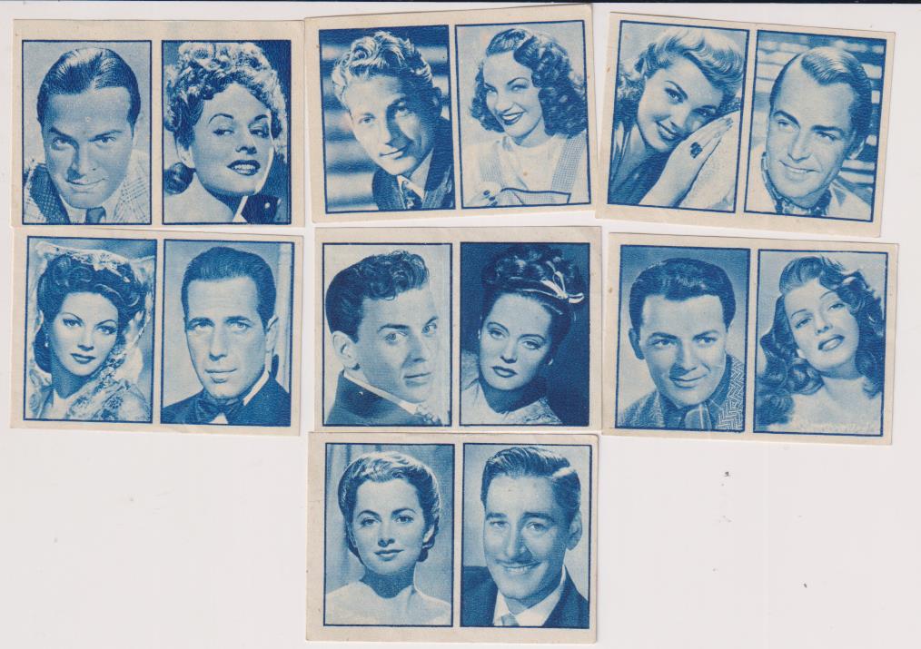 2º Album Gallina Blanca. Año 1949. Lote de 7 cromos dobles de Artistas de Cine