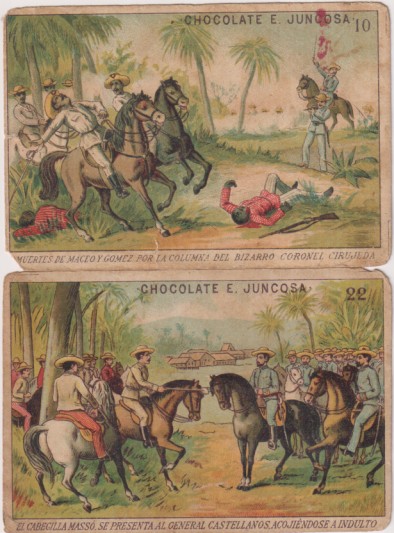 Guerra de Cuba. Lote de 2 cromos: 10 y 22. de Chocolates Juncosa