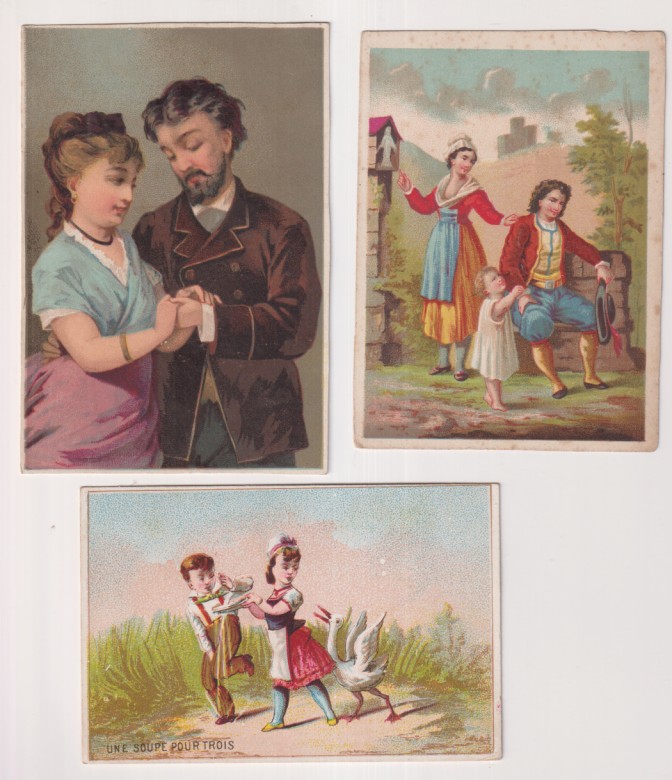 Lote de 3 Cromo-Postal Francesas (11,5x8,5 cm) Siglo XIX