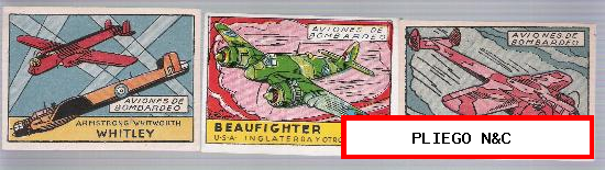 Aviones de Bombardeo. Cisne 1942. Lote de 3 cromos