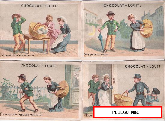 Chocolat Louis. Lote de 4 cromos (7,5x11,5)