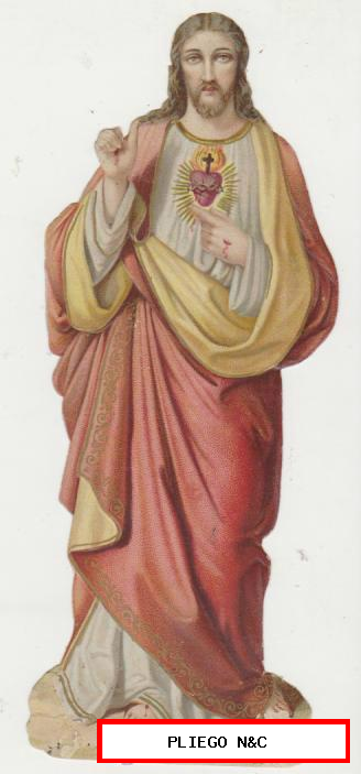 Cromo troquelado. (17,5) El Corazón de Jesús. Siglo XIX