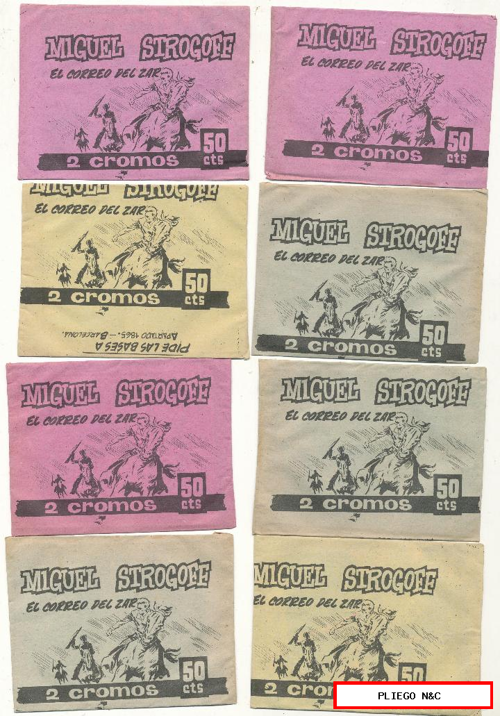 miguel Strogoff el correo del zar. Ediciones olive y hontoria 1965. Lote de 8 sobres sin abrir
