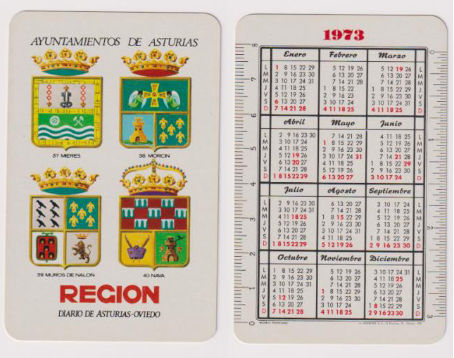 Calendario Fournier. Región del 37 al 40 1973