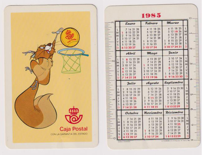 Calendario Fournier. Caja Postal 1985