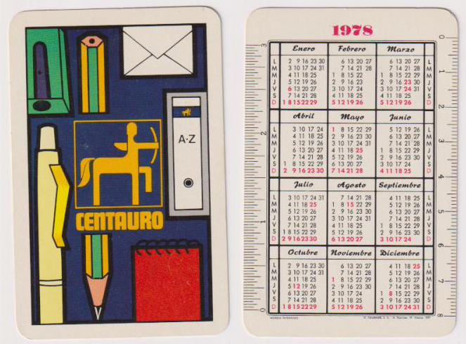 Calendario Fournier. Centauro 1978