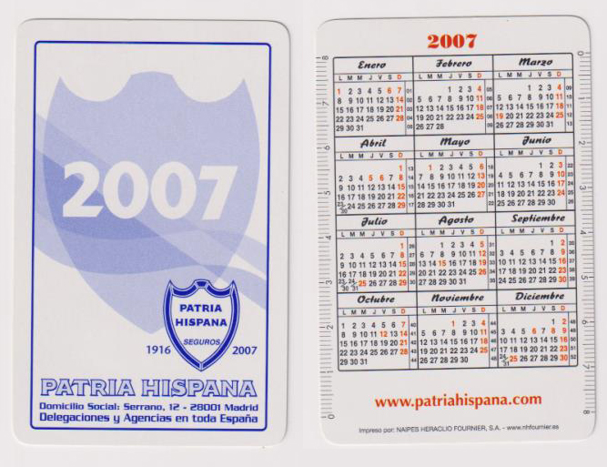 Calendario Fournier. La Patria Hispana 2007