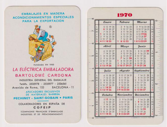 Calendario Fournier. La Eléctrica Embaladora 1979