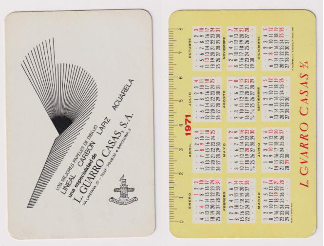 Calendario Fournier. L. Guarro Casas 1971