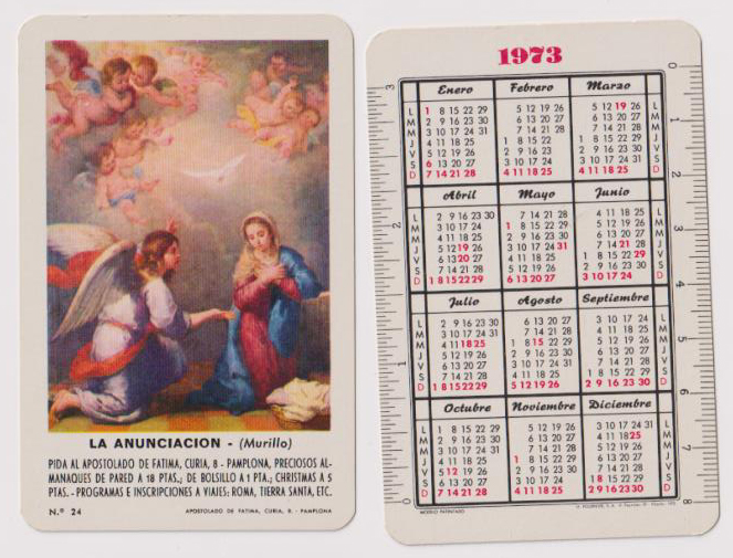 Calendario Fournier. La Anunciación (Murillo) 1973