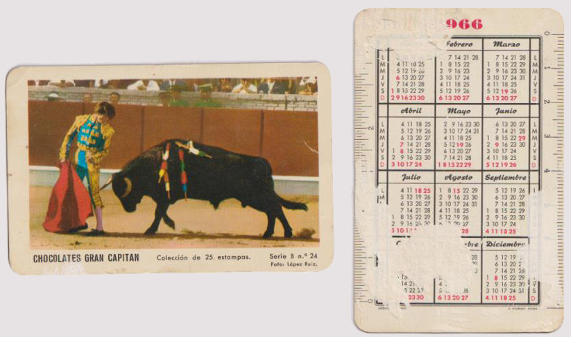 Calendario Fournier. Chocolates Gran Capitán 1966