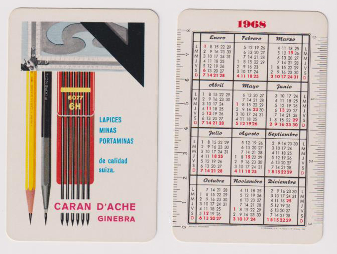 Calendario Fournier. Caran D´Ache 1968