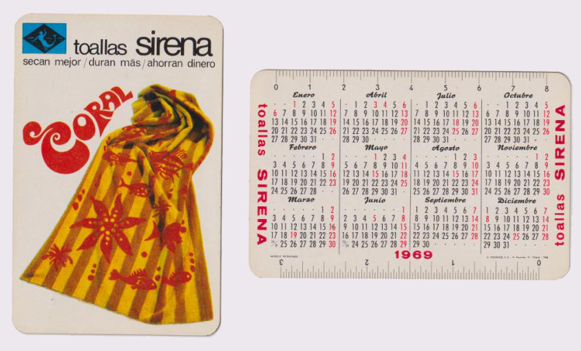 Calendario Fournier. Toallas Sirena 1969