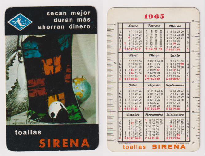 Calendario Fournier. Toallas Sirena 1965