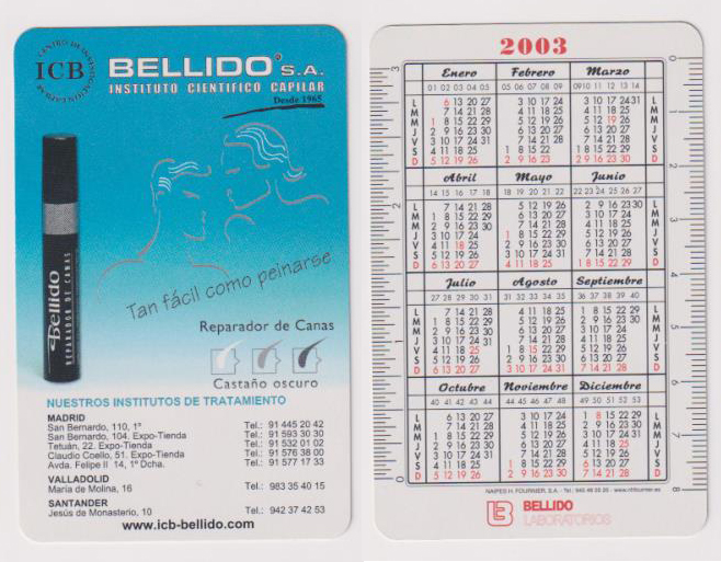 Calendario Fournier. Bellido 2003