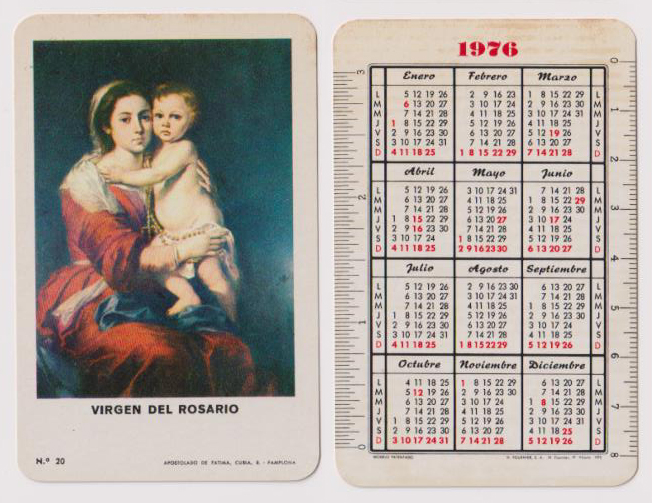 Calendario Fournier. Virgen del Rosario 1976