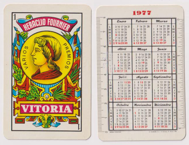 Calendario Fournier. As de Oro 1977