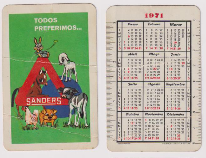 Calendario Fournier. Sanders 1971