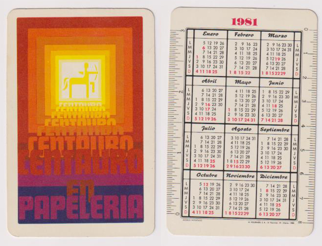 Calendario Fournier. Centauro 1991