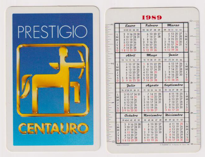 Calendario Fournier. Centauro 1989
