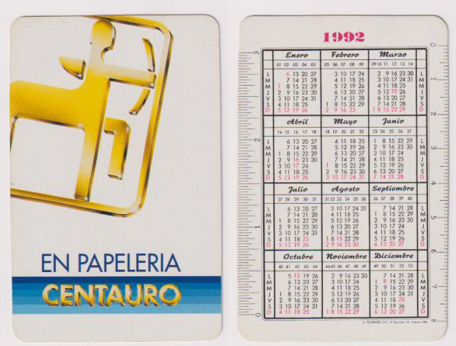 Calendario Fournier. Centauro 1992