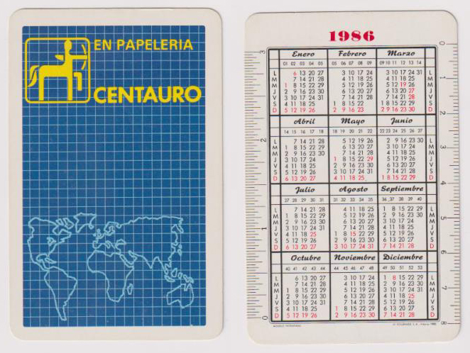 Calendario Fournier. Centauro 1986