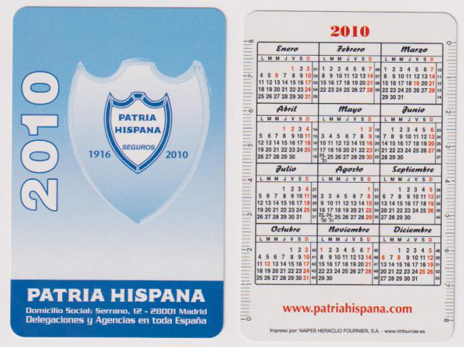 Calendario Fournier. La Patria Hispana 2010