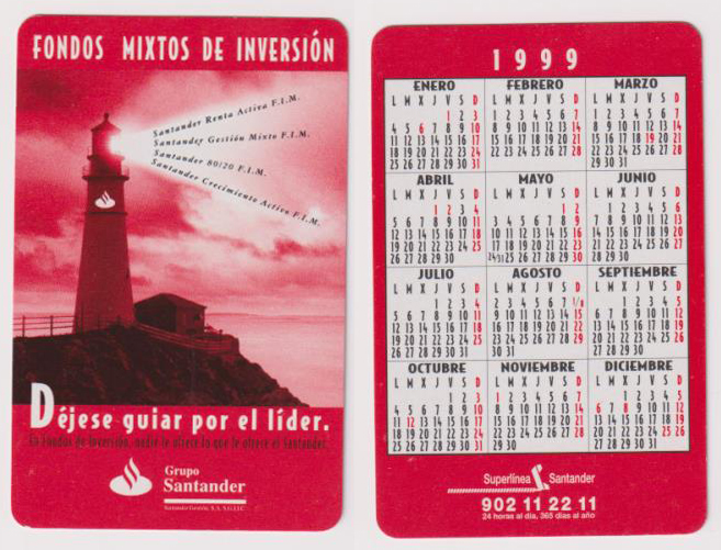 Calendario Banco de Santander 1999