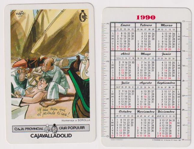 Calendario Fournier. Calendario Caja Valladolid 1990
