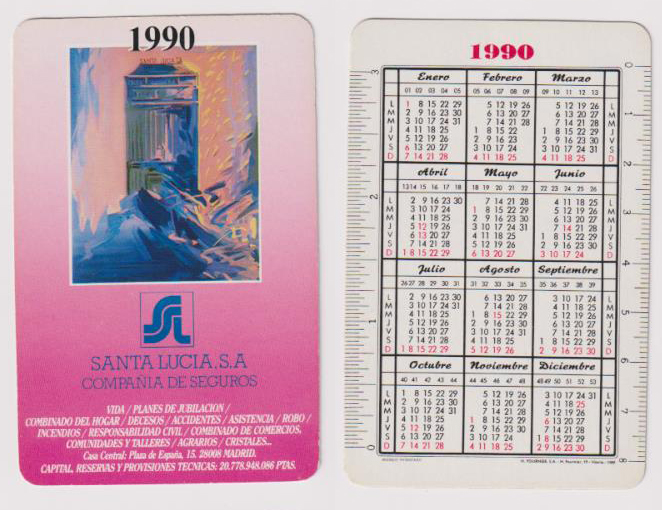 Calendario Fournier. Santa Lucia 1990