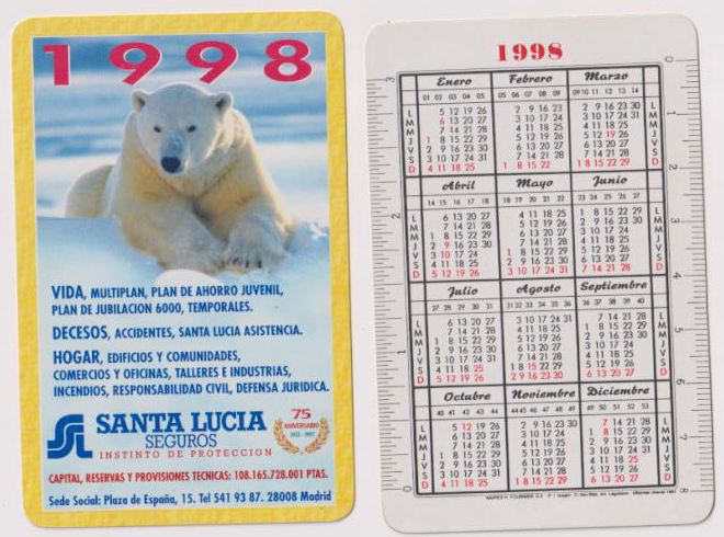 Calendario Fournier. Santa Lucia 1998